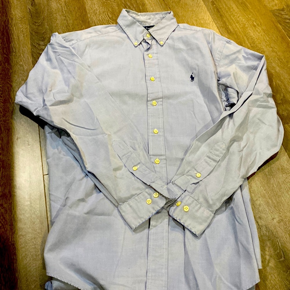 Ralph Lauren Mens Blue Button Down Dress Shirt